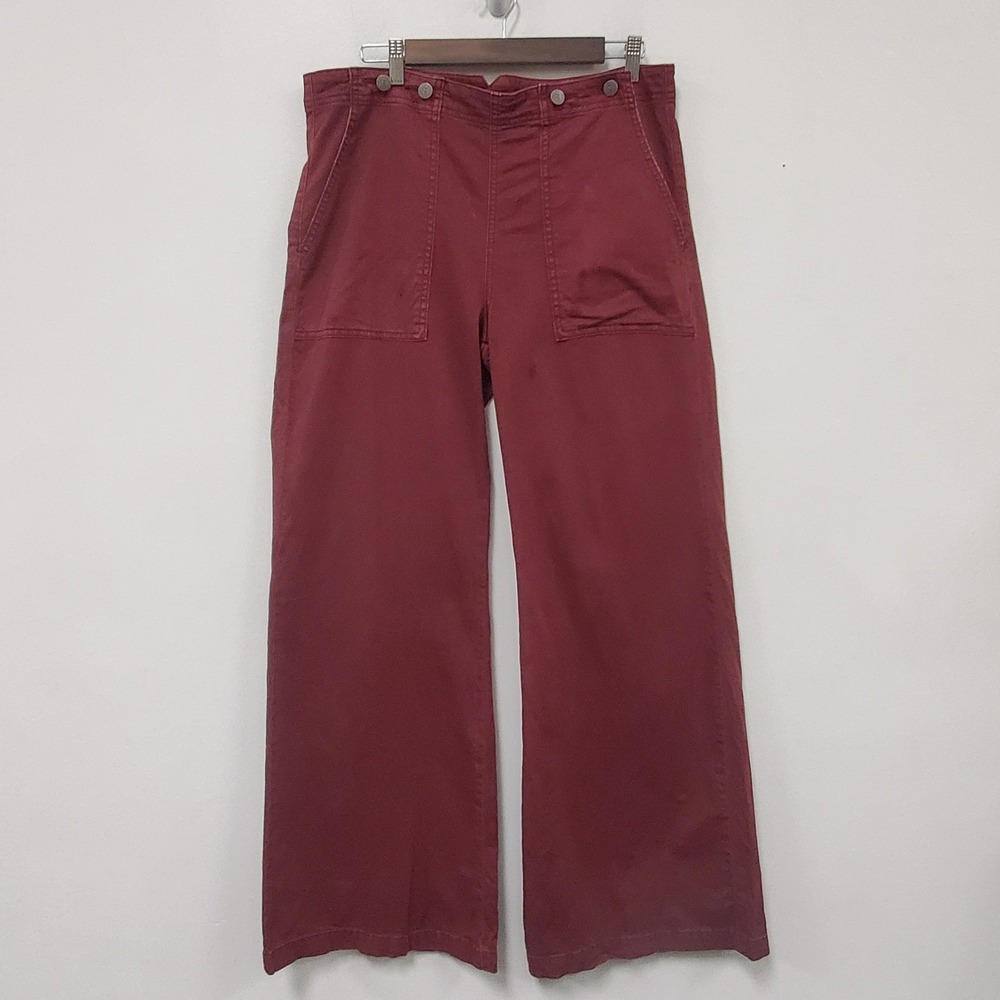 Pilcro Anthropologie Wide Leg Pants Size 31 Red Retro High Rise Boho Indie